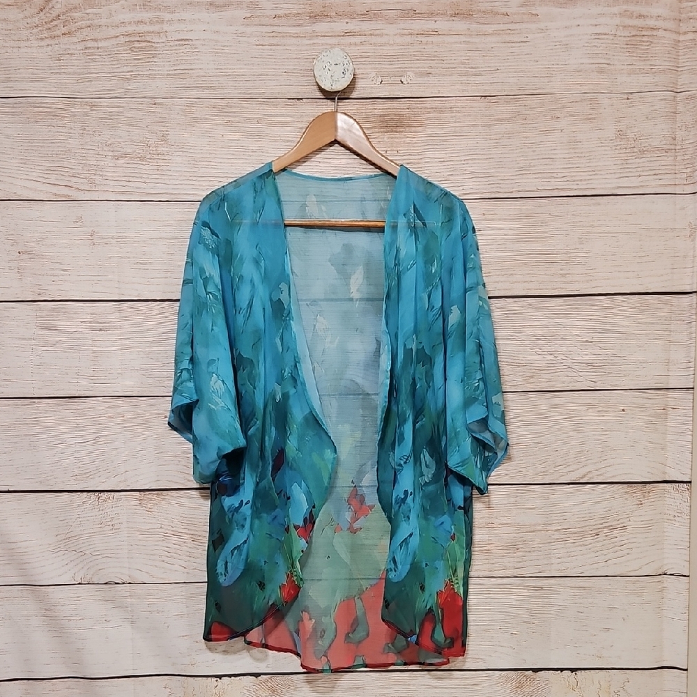 💟 Vibrant Blue and Green Kimono XL